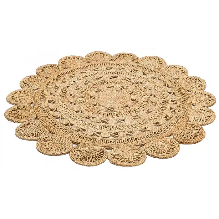 Solo Jüt 105 Dhurrie XW Yuvarlak El Dokuma Flatweave Naturel Jüt Hasır Halı