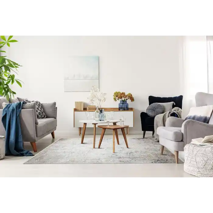 FRESCO HALI 0186 Yüksek Alçak Dokulu Özel Işıltılı Yüksek Kaliteli Sık Dokuma Modern Salon Halısı