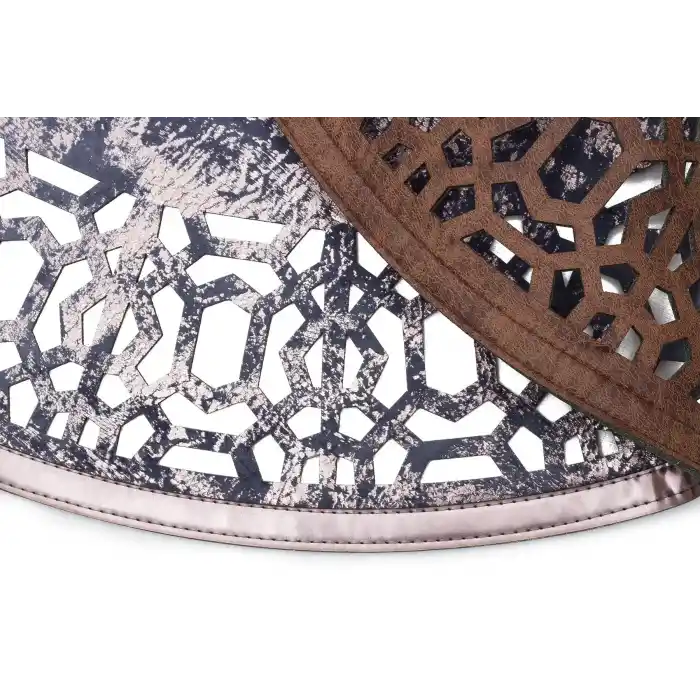 BIANCA DERI 0054 Klasik Ve Modern İşleme ve Oymaya Sahip Parlak Bordürlü Suni Deri Halı