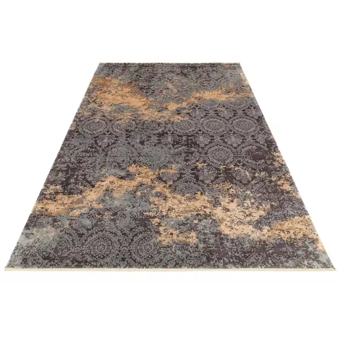 HERITAGE HALI 1056 Eskitme Desenli El Emeği ile Özel Tezgahlarda Üretilen Yün Bambu Uşak Halısı