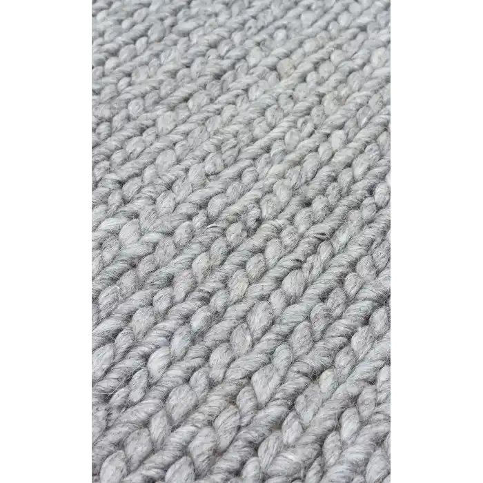 Jade Basketweave Grey Naturel Kazak Örgü Desenli El Dokuma Örgü Halı