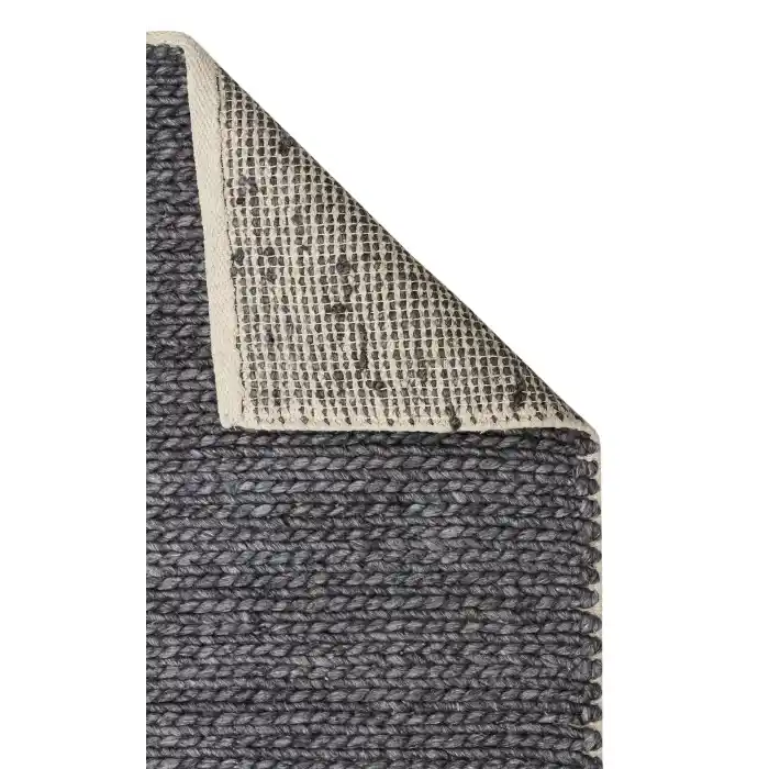 Jade Basketweava Antrasit Naturel Kazak Örgü Desenli El Dokuma Örgü Halı