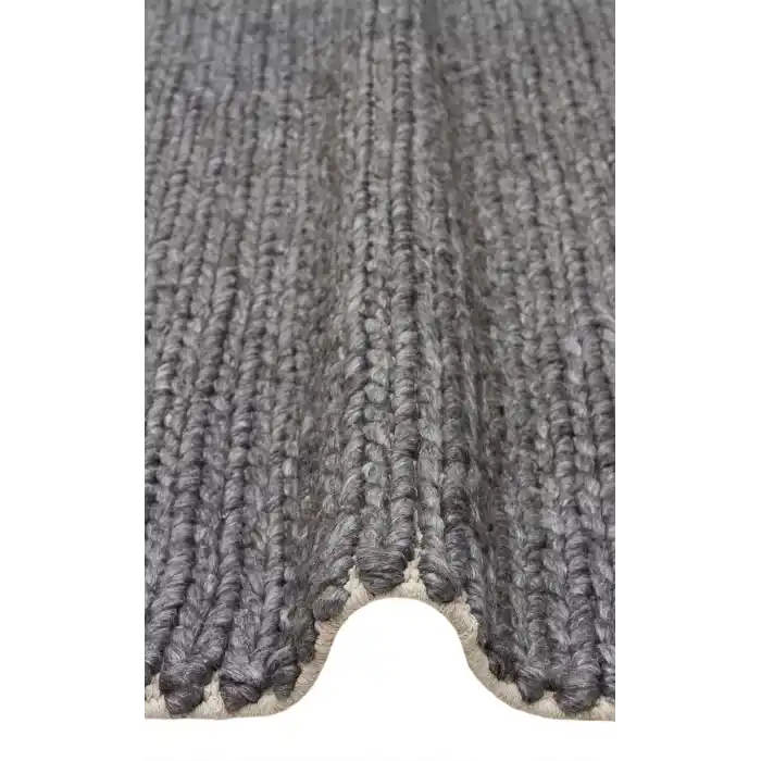 Jade Basketweava Antrasit Naturel Kazak Örgü Desenli El Dokuma Örgü Halı