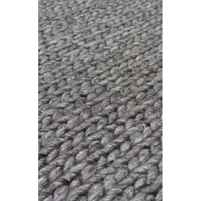 Jade Basketweava Antrasit Naturel Kazak Örgü Desenli El Dokuma Örgü Halı