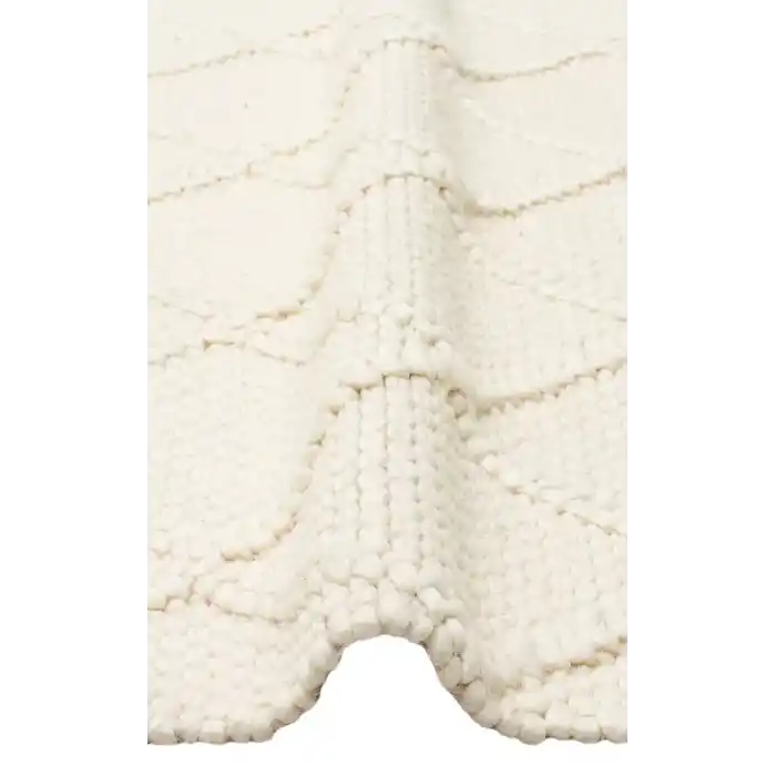 Jade Dıamond Cream Naturel Kazak Örgü Desenli El Dokuma Örgü Halı