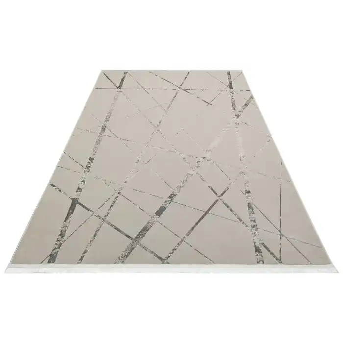 LISBON HALI 0040 Parlak Dokulu Modern Desen ve Renkli Metalik Işıltılı Makine Halısı