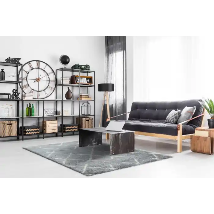 LOFT HALI 0011 Hav Toz Vermez Yumuşak Dokulu Etnik Desenli Uzun Tüylü Pofuduk Shaggy Halı