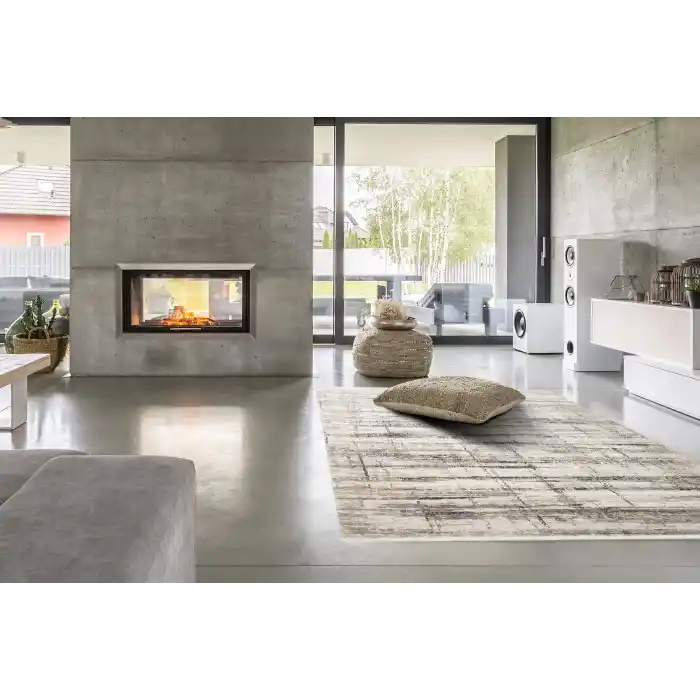 LAGOS HALI 0007 Hav Toz Vermez Eskitme Desenli Modern Makine Halısı