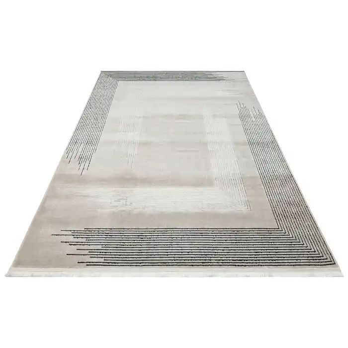 LISBON HALI 0009 Parlak Dokulu Modern Desen ve Renkli Metalik Işıltılı Makine Halısı