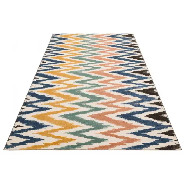 LONDON HALI 0008 Hav Toz Vermez Pastel Renkli Geometrik İskandinav Modern Makine Halısı