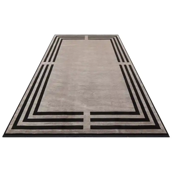 LUGANO HALI 0145 Art Deco Modern Bordürlü Yüksek Kalite Sık Dokuma Salon Halısı