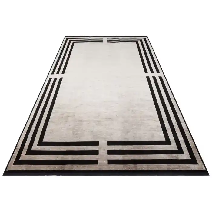 LUGANO HALI 0145 Art Deco Modern Bordürlü Yüksek Kalite Sık Dokuma Salon Halısı