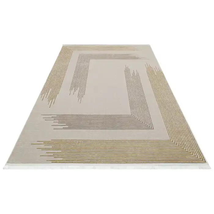 LISBON HALI 0005 Parlak Dokulu Modern Desen ve Renkli Metalik Işıltılı Makine Halısı