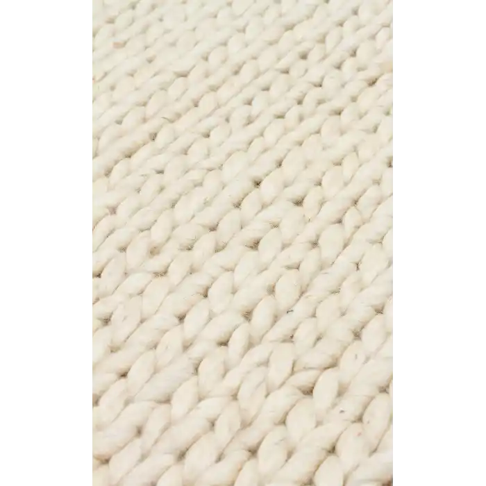 Jade Basketweave Cream Naturel Kazak Örgü Desenli El Dokuma Örgü Halı