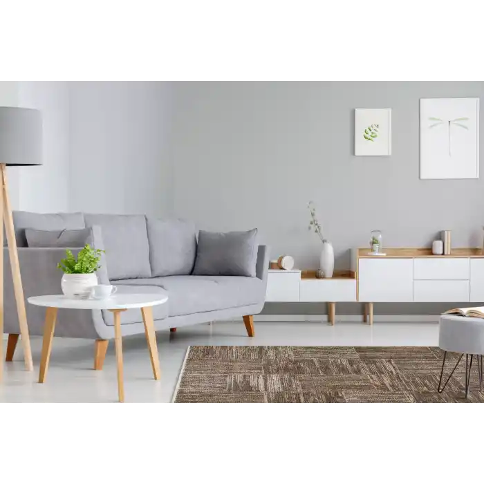 LOTTO HALI 0109 Hav Toz Vermez Modern Sade Desenli Makine Halısı