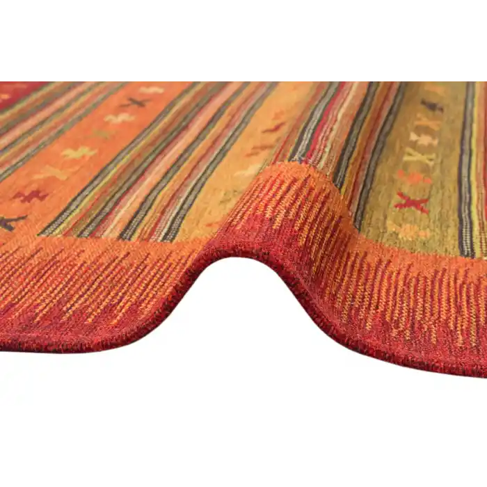 LUNA NEW HALI 0014 Otantik Geleneksel Desenli Yıkanabilir Renkli Baskı Kilim