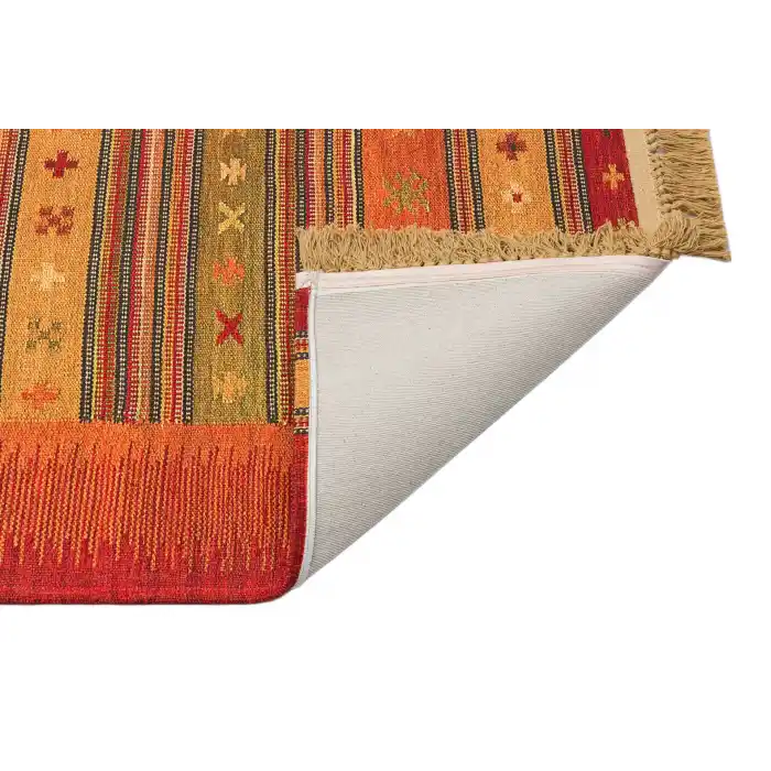 LUNA NEW HALI 0014 Otantik Geleneksel Desenli Yıkanabilir Renkli Baskı Kilim