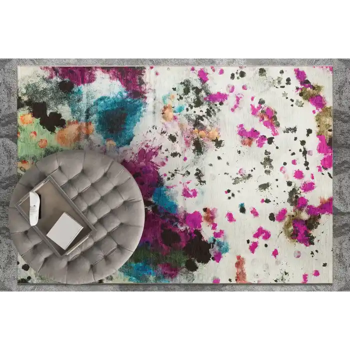 LUNA HALI 0431 Otantik Geleneksel Desenli Yıkanabilir Renkli Baskı Kilim