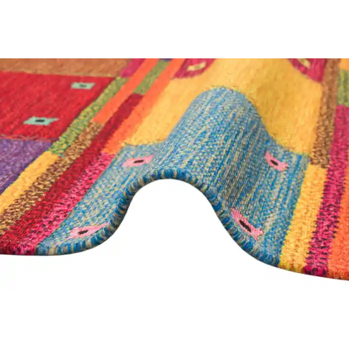 LUNA NEW HALI 0023 Otantik Geleneksel Desenli Yıkanabilir Renkli Baskı Kilim