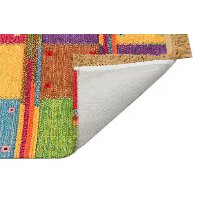 LUNA NEW HALI 0023 Otantik Geleneksel Desenli Yıkanabilir Renkli Baskı Kilim