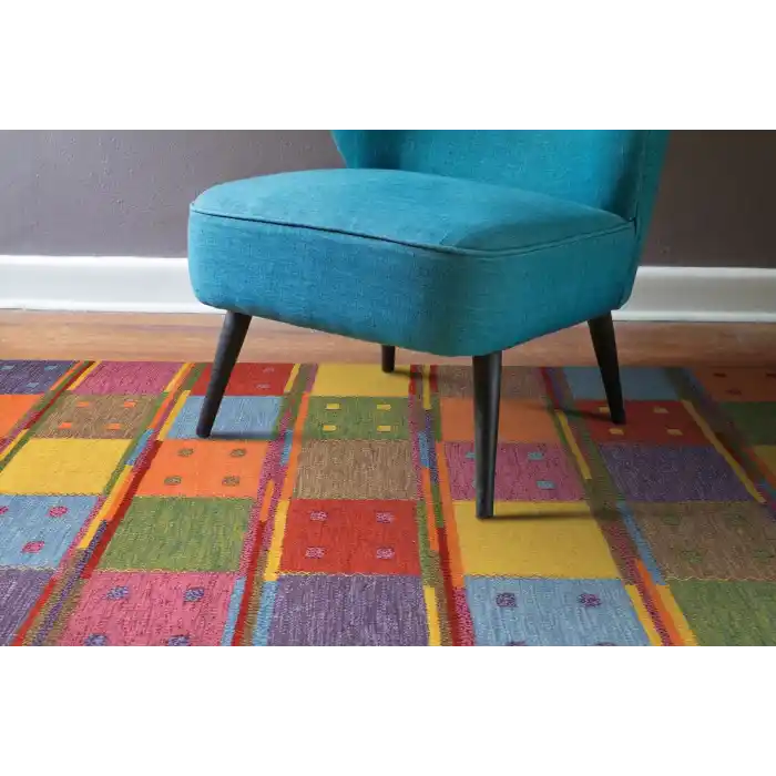 LUNA NEW HALI 0023 Otantik Geleneksel Desenli Yıkanabilir Renkli Baskı Kilim