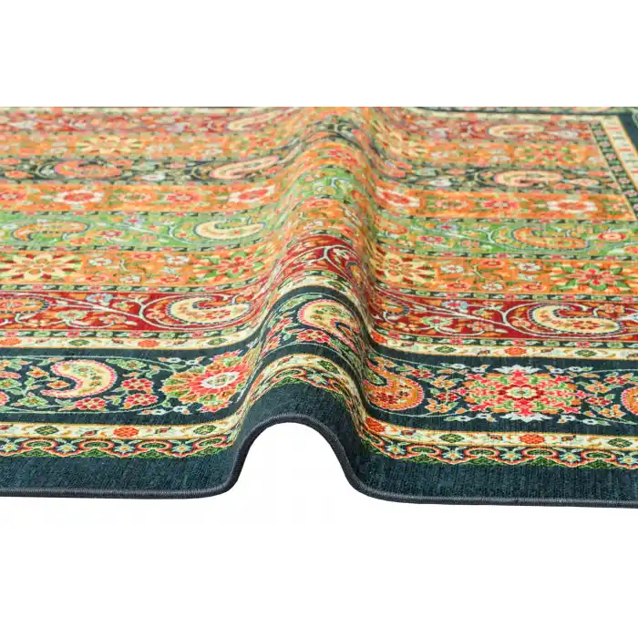 LUNA NEW HALI 0094 Otantik Geleneksel Desenli Yıkanabilir Renkli Baskı Kilim