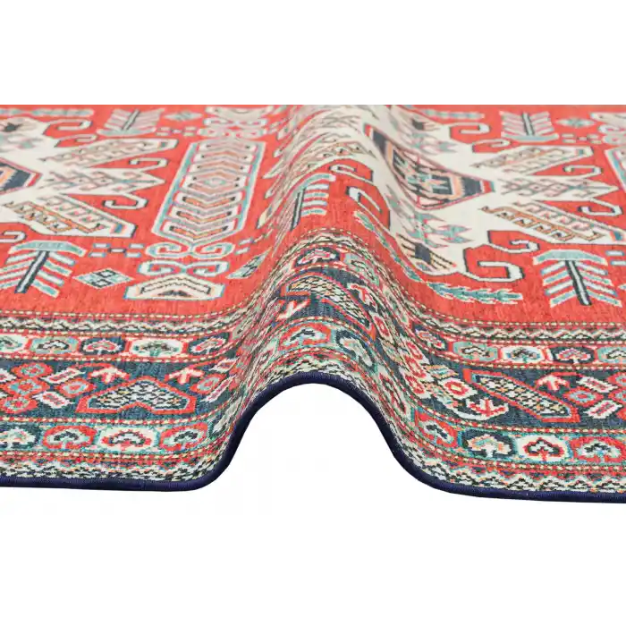 LUNA HALI 0307 Otantik Geleneksel Desenli Yıkanabilir Renkli Baskı Kilim