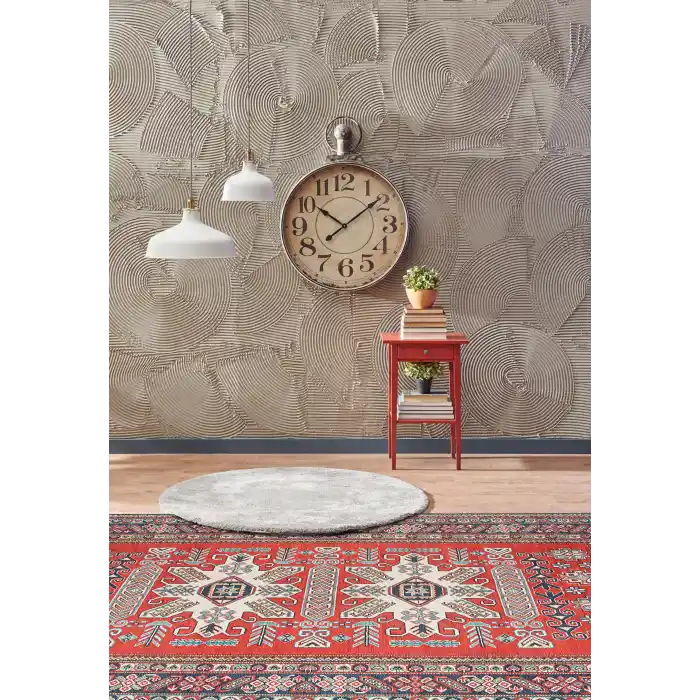 LUNA HALI 0307 Otantik Geleneksel Desenli Yıkanabilir Renkli Baskı Kilim