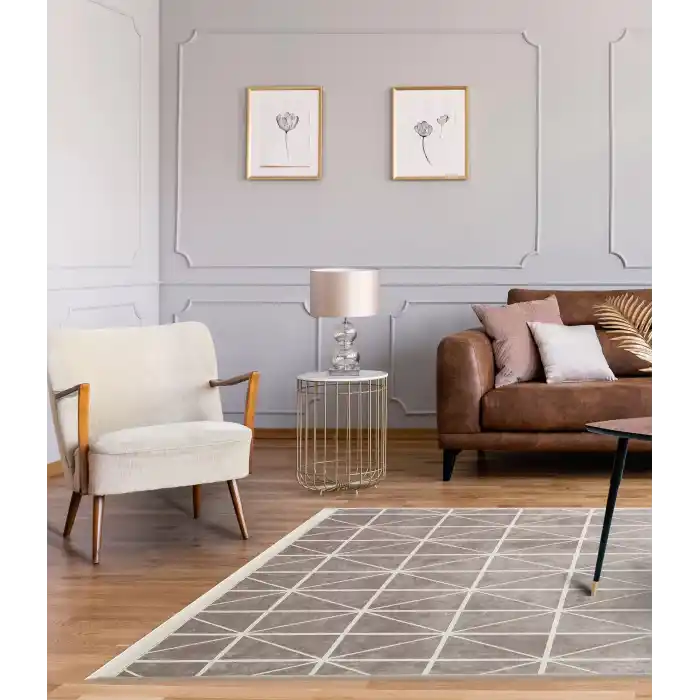 LUGANO HALI 0126 Art Deco Modern Bordürlü Yüksek Kalite Sık Dokuma Salon Halısı