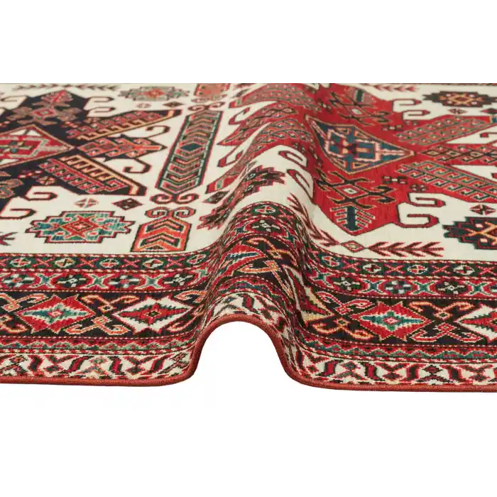 LUNA HALI 0305 Otantik Geleneksel Desenli Yıkanabilir Renkli Baskı Kilim