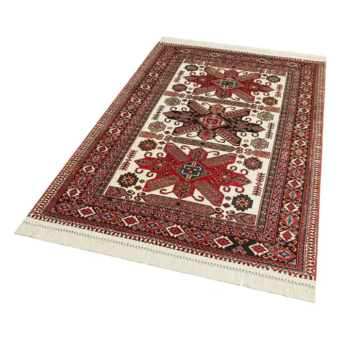 LUNA HALI 0305 Otantik Geleneksel Desenli Yıkanabilir Renkli Baskı Kilim