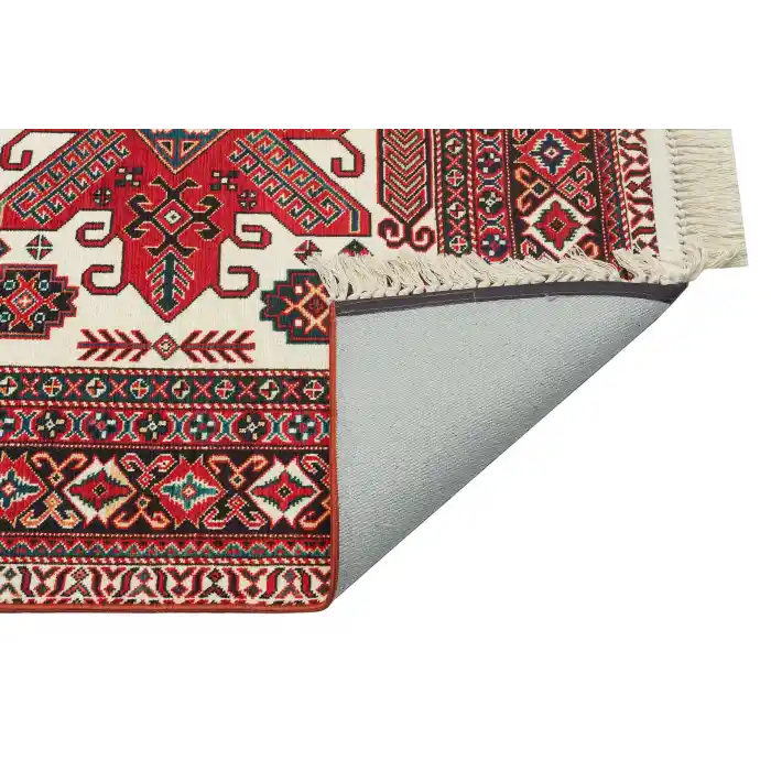 LUNA HALI 0305 Otantik Geleneksel Desenli Yıkanabilir Renkli Baskı Kilim