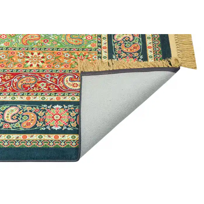 LUNA HALI 0474 Otantik Geleneksel Desenli Yıkanabilir Renkli Baskı Kilim