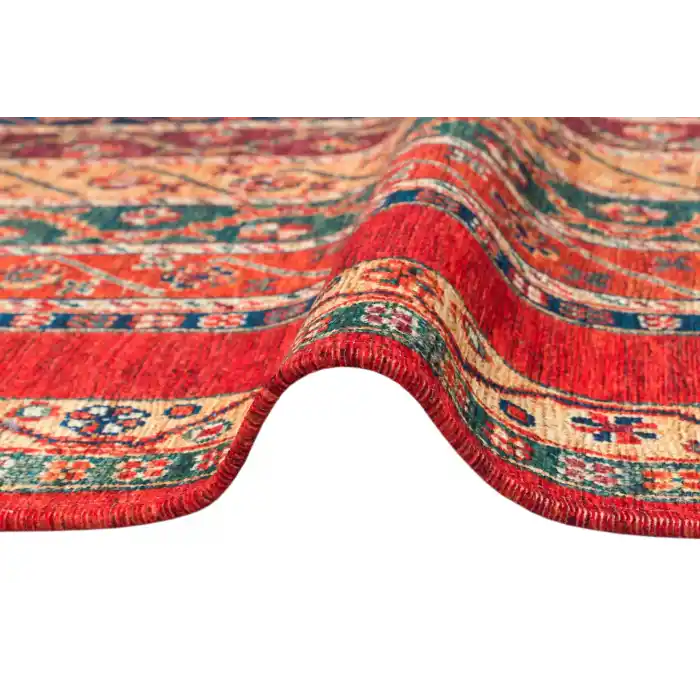 LUNA NEW HALI 0026 Otantik Geleneksel Desenli Yıkanabilir Renkli Baskı Kilim