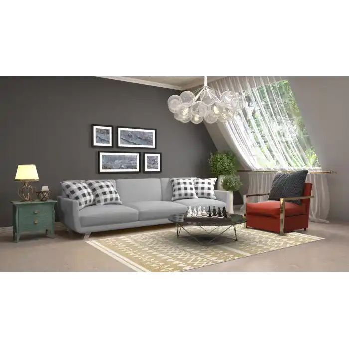 MONDO KILIM 0025 İskandinav Yıkanabilir Çift Taraflı Modern Halı