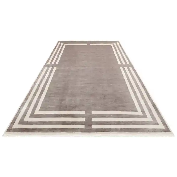 LUGANO HALI 0079 Art Deco Modern Bordürlü Yüksek Kalite Sık Dokuma Salon Halısı