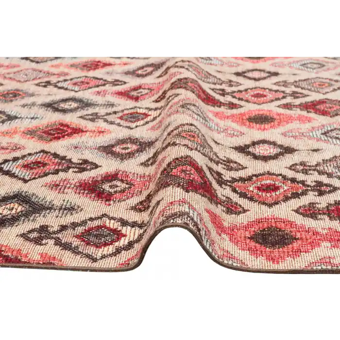 LUNA NEW HALI 0108 Otantik Geleneksel Desenli Yıkanabilir Renkli Baskı Kilim