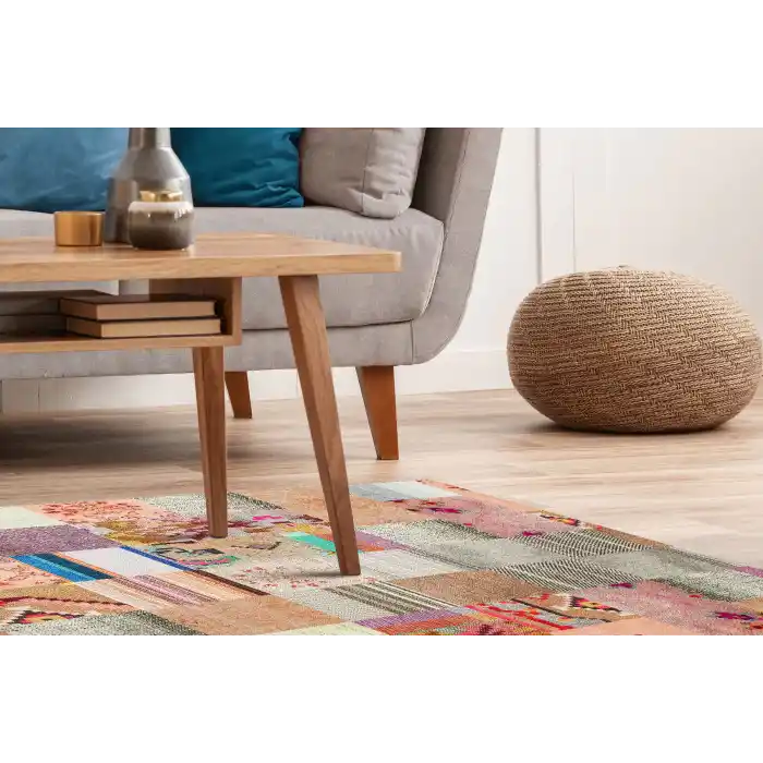 LUNA NEW HALI 0046 Otantik Geleneksel Desenli Yıkanabilir Renkli Baskı Kilim