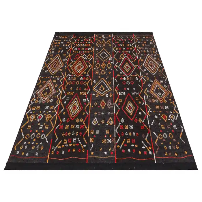 LUNA NEW HALI 0111 Otantik Geleneksel Desenli Yıkanabilir Renkli Baskı Kilim