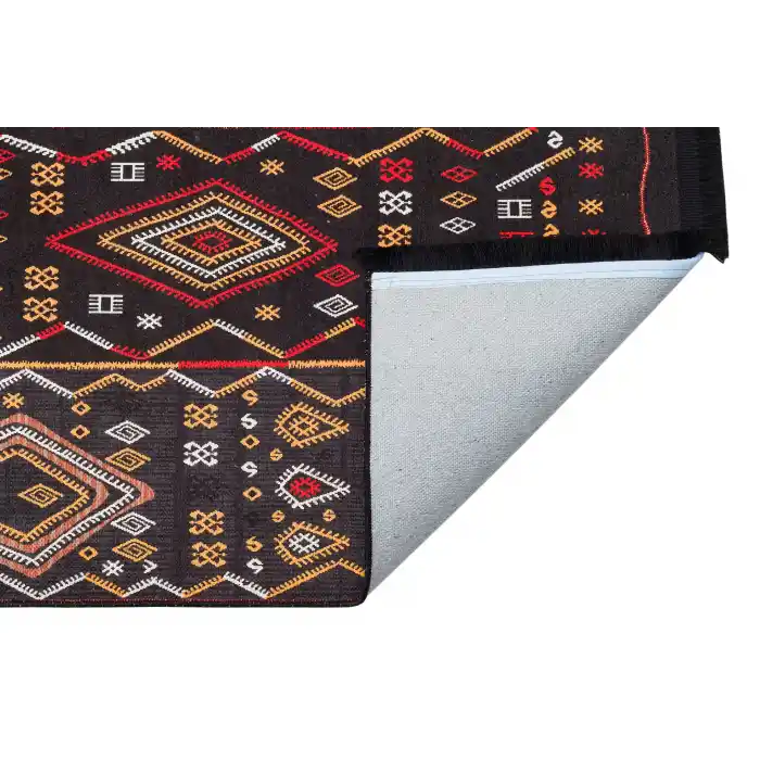 LUNA NEW HALI 0111 Otantik Geleneksel Desenli Yıkanabilir Renkli Baskı Kilim