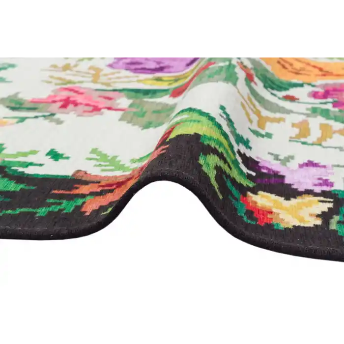 LUNA NEW HALI 0040 Otantik Geleneksel Desenli Yıkanabilir Renkli Baskı Kilim