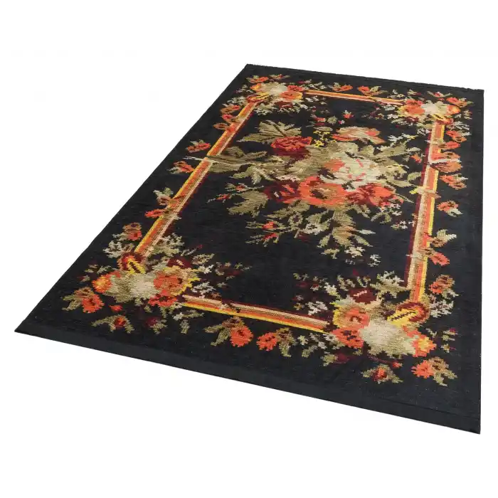 LUNA NEW HALI 0101 Otantik Geleneksel Desenli Yıkanabilir Renkli Baskı Kilim
