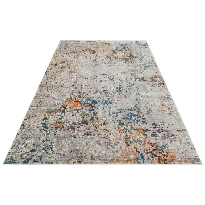 PERU HALI 0059 Kolay Kullanımlı Eskitme ve Modern Desenli Viskon Polyester Şık Makine Halısı