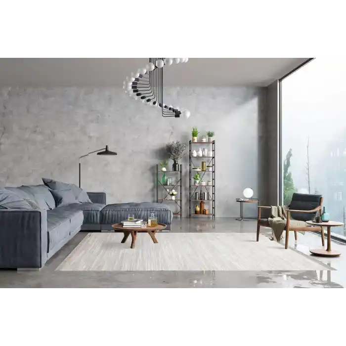 SATEEN HALI 0227 Hav Toz Vermez Yıkanabilir Kaymaz İnce Dokuma Modern Halı