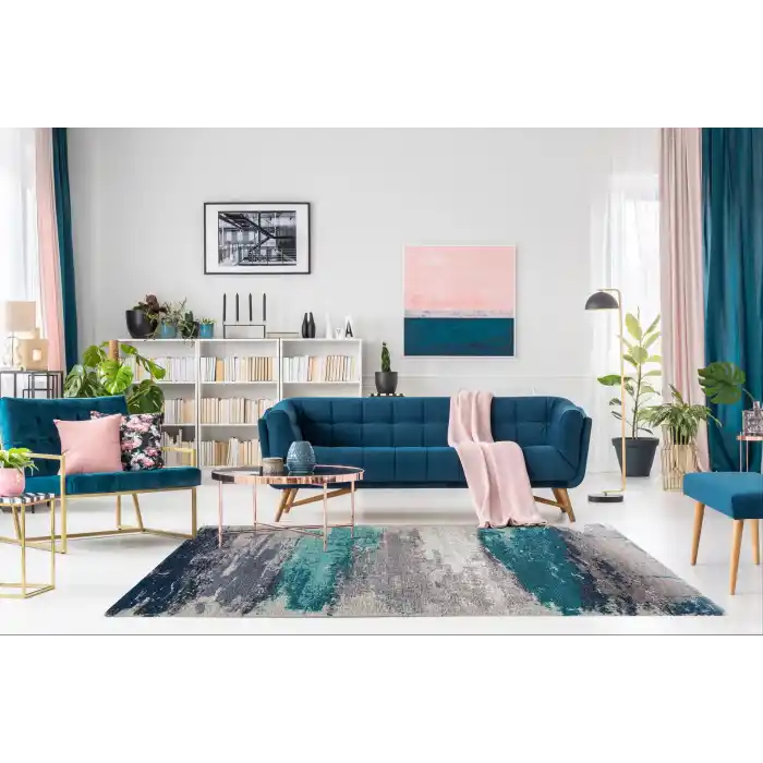 SMART HALI 0457 Kolay Kullanımlı Çok Renkli Modern İnce Dokuma Halı