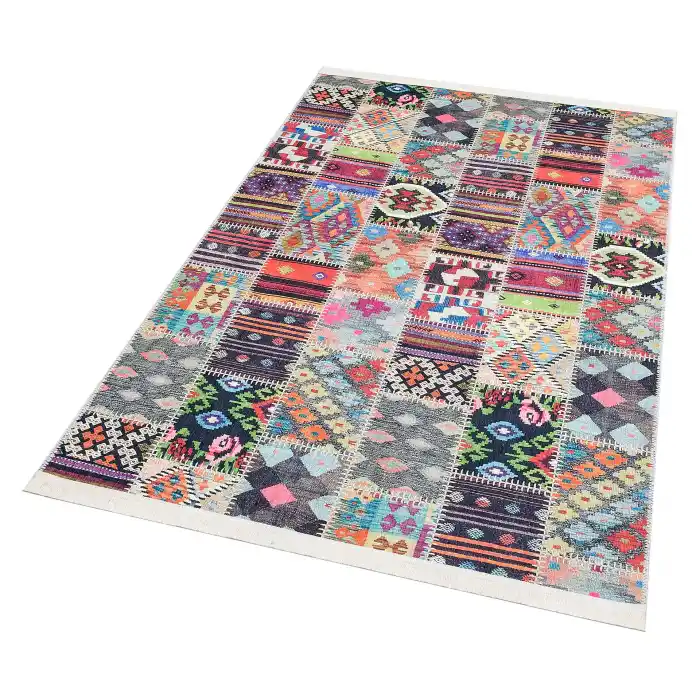 REFLEX HALI 0211 Baskı Desenli Hav Toz Vermez Yıkanabilir İnce Halı