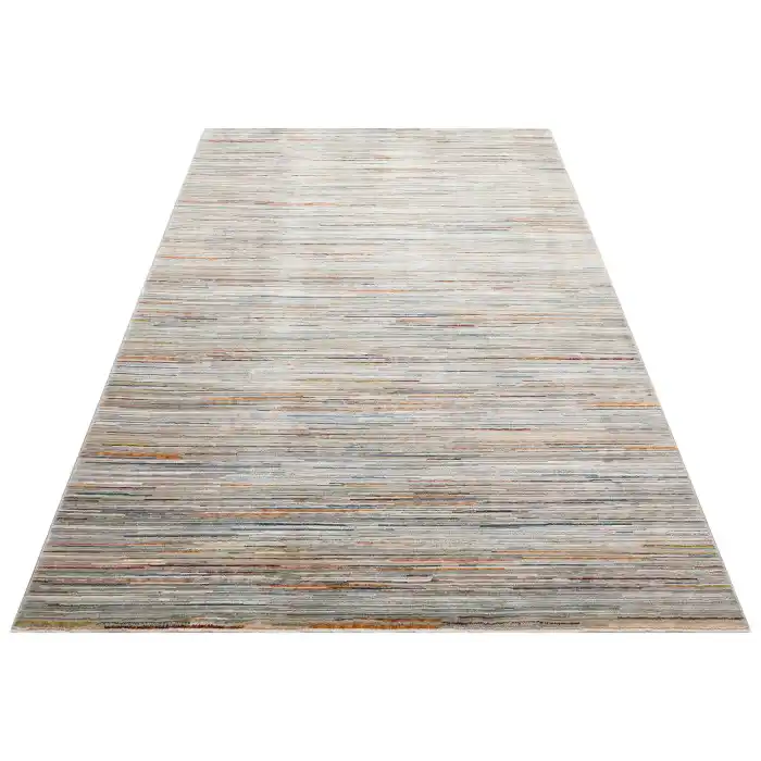 PERU HALI 0051 Kolay Kullanımlı Eskitme ve Modern Desenli Viskon Polyester Şık Makine Halısı