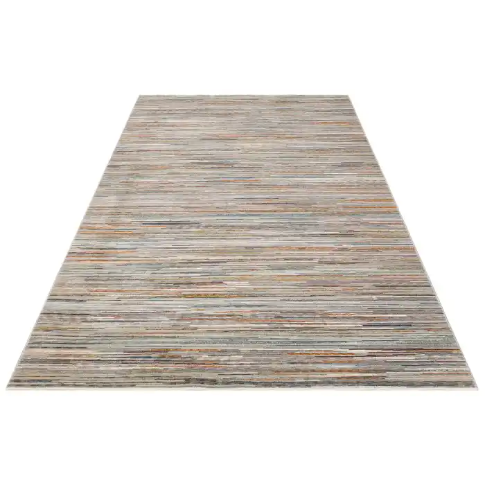 PERU HALI 0051 Kolay Kullanımlı Eskitme ve Modern Desenli Viskon Polyester Şık Makine Halısı