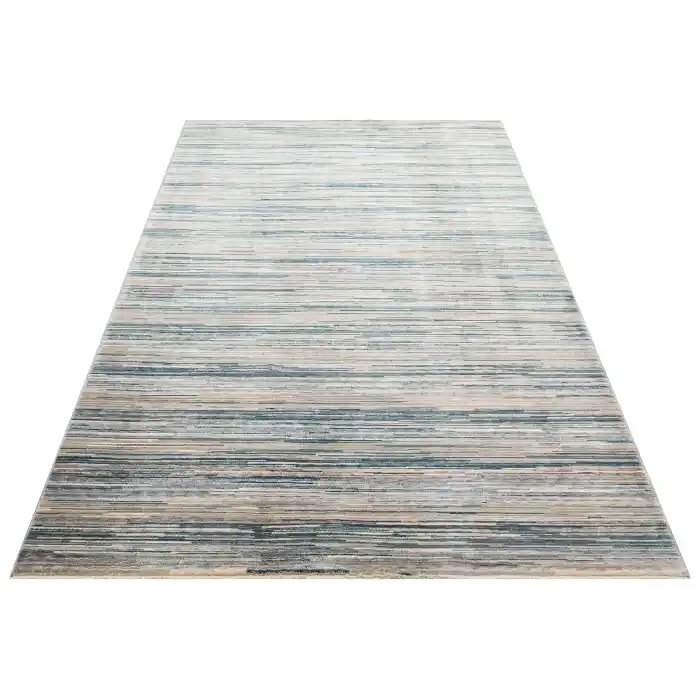 PERU HALI 0081 Kolay Kullanımlı Eskitme ve Modern Desenli Viskon Polyester Şık Makine Halısı