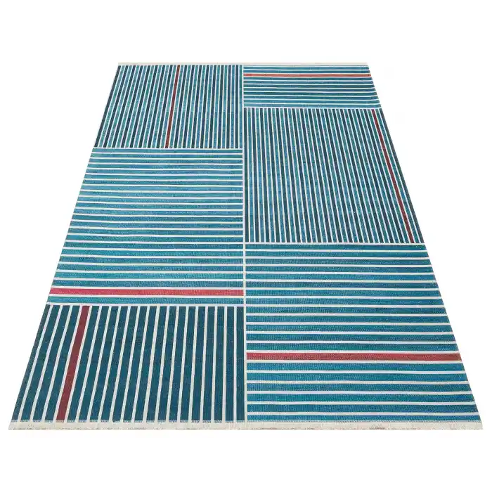 Ruby RB 08 Blue Yıkanabilir Kolay Kullanımlı Modern ve Geleneksel Desenlere Sahip Renkli Kilim